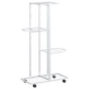 KWIETNIK Z 4 PÓŁKAMI I KÓŁKAMI 44X23X80CM BIAŁY ŻELAZNY
