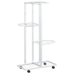 KWIETNIK Z 4 PÓŁKAMI I KÓŁKAMI 44X23X80CM BIAŁY ŻELAZNY