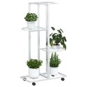 KWIETNIK Z 4 PÓŁKAMI I KÓŁKAMI 44X23X80CM BIAŁY ŻELAZNY