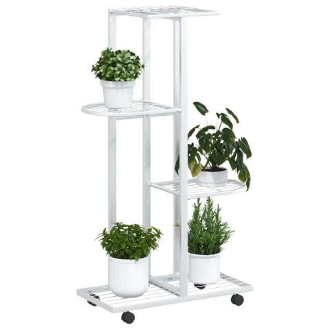 KWIETNIK Z 4 PÓŁKAMI I KÓŁKAMI 44X23X80CM BIAŁY ŻELAZNY