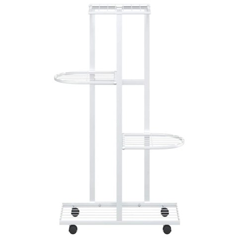 KWIETNIK Z 4 PÓŁKAMI I KÓŁKAMI 44X23X80CM BIAŁY ŻELAZNY