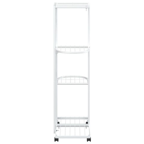 KWIETNIK Z 4 PÓŁKAMI I KÓŁKAMI 44X23X80CM BIAŁY ŻELAZNY