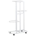 KWIETNIK Z 4 PÓŁKAMI I KÓŁKAMI 44X23X80CM BIAŁY ŻELAZNY