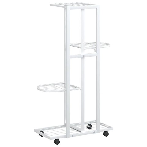 KWIETNIK Z 4 PÓŁKAMI I KÓŁKAMI 44X23X80CM BIAŁY ŻELAZNY