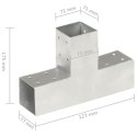 ŁĄCZNIKI W KSZTAŁCIE T 4 SZT. GALWANIZOWANY METAL 71X71 MM
