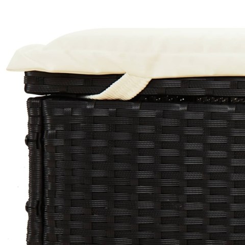 LEŻAK 2-OS. SKŁADANY DACH CZARNY 213X118X97CM POLIRATTAN