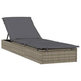 LEŻAK Z PODUSZKĄ 1 SZT. SZARY 201X55X62CM POLIRATTAN