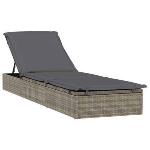 LEŻAK Z PODUSZKĄ 1 SZT. SZARY 201X55X62CM POLIRATTAN