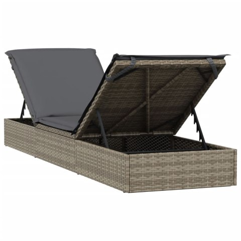 LEŻAK Z PODUSZKĄ 1 SZT. SZARY 201X55X62CM POLIRATTAN