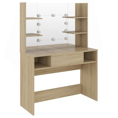 STOLIK DO MAKIJAŻU Z LED 100X40X135CM MDF KOLOR DĘBOWY