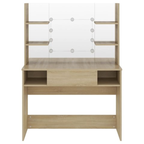 STOLIK DO MAKIJAŻU Z LED 100X40X135CM MDF KOLOR DĘBOWY