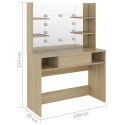 STOLIK DO MAKIJAŻU Z LED 100X40X135CM MDF KOLOR DĘBOWY