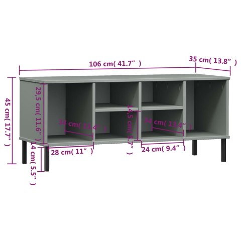 SZAFKA NA BUTY OSLO METALOWE NÓŻKI SZARA 106X35X45CM