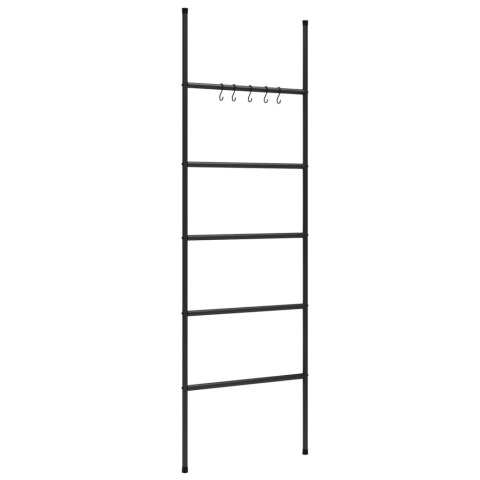 WIESZAK NA RĘCZNIKI DRABINKOWY Z 5 POZIOMAMI CZARNY 58X175CM ŻELAZNY