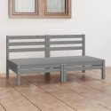 2-OSOBOWA SOFA OGRODOWA SZARA LITE DREWNO SOSNOWE