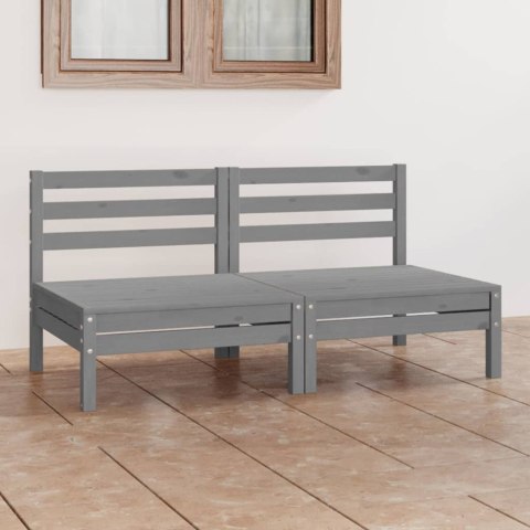 2-OSOBOWA SOFA OGRODOWA SZARA LITE DREWNO SOSNOWE