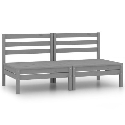 2-OSOBOWA SOFA OGRODOWA SZARA LITE DREWNO SOSNOWE