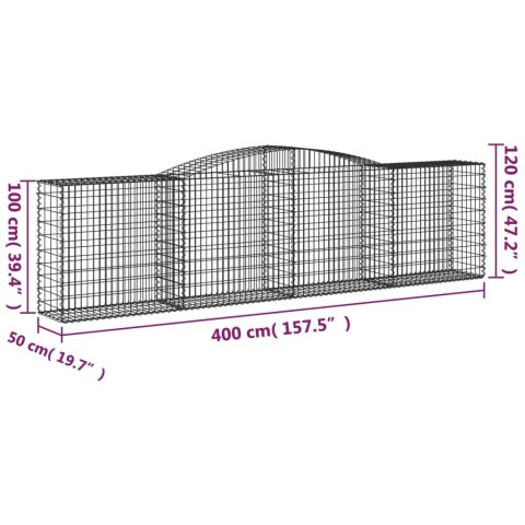 KOSZE GABIONOWE 10 SZT 400X50X100/120CM GALWANIZOWANE ŻELAZO