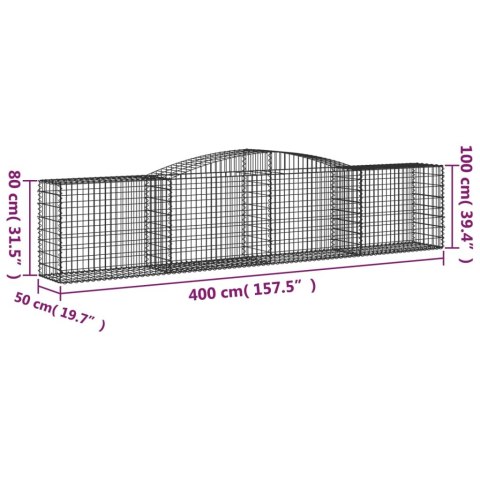 KOSZE GABIONOWE 10 SZT 400X50X80/100CM GALWANIZOWANE ŻELAZO