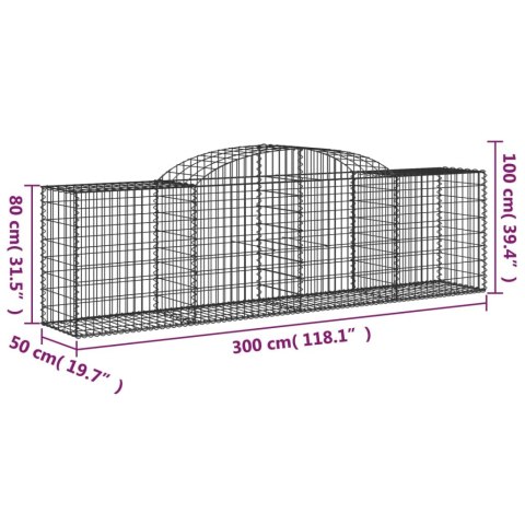 KOSZE GABIONOWE 15 SZT 300X50X80/100CM GALWANIZOWANE ŻELAZO