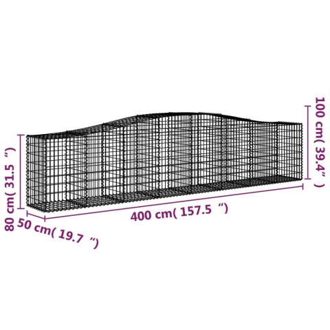 KOSZE GABIONOWE 15 SZT 400X50X80/100CM GALWANIZOWANE ŻELAZO