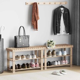PÓŁKI NA BUTY Z ŁAWKĄ 2-W-1 2 SZT. LITE DREWNO