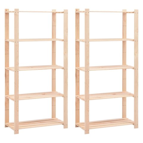 REGAŁY Z 5 PÓŁKAMI 2 SZT. 80X38X170CM SOSNA 250 KG