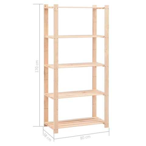 REGAŁY Z 5 PÓŁKAMI 2 SZT. 80X38X170CM SOSNA 250 KG