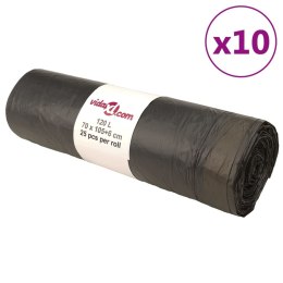 WORKI NA ŚMIECI, ŚCIĄGANE TAŚMĄ, 250 SZT., CZARNE, 120 L
