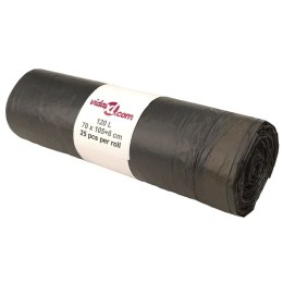 WORKI NA ŚMIECI, ŚCIĄGANE TAŚMĄ, 250 SZT., CZARNE, 120 L