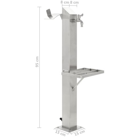 VidaXL Kran ogrodowy na słupku, stal nierdzewna, kwadratowy, 95 cm