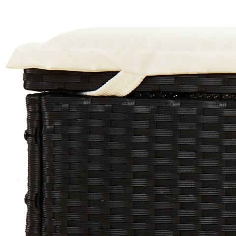 LEŻAK ZE SKŁADANYM DACHEM CZARNY 213X63X97CM POLIRATTAN