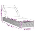 LEŻAK ZE SKŁADANYM DACHEM CZARNY 213X63X97CM POLIRATTAN