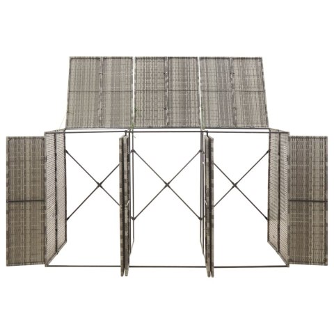OSŁONA NA 3 KOSZE NA ŚMIECI SZARA 207X80X117CM POLIRATTAN