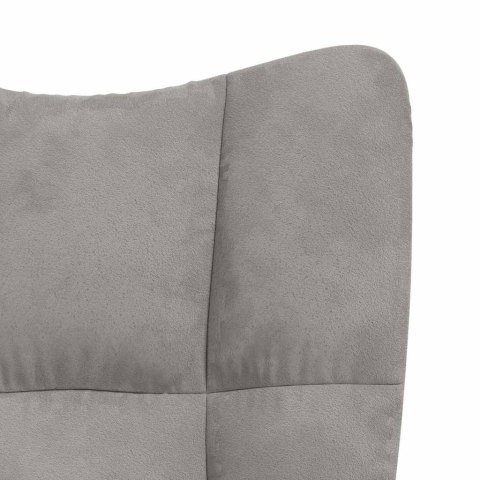 FOTEL BUJANY Z PODNÓŻKIEM JASNOSZARY OBITY AKSAMITEM
