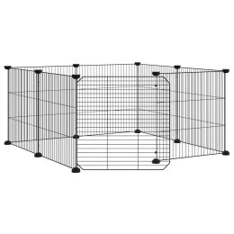 KLATKA DLA ZWIERZĄT 8-PANELOWA Z DRZWIAMI CZARNA 70X70X35CM STALOWA