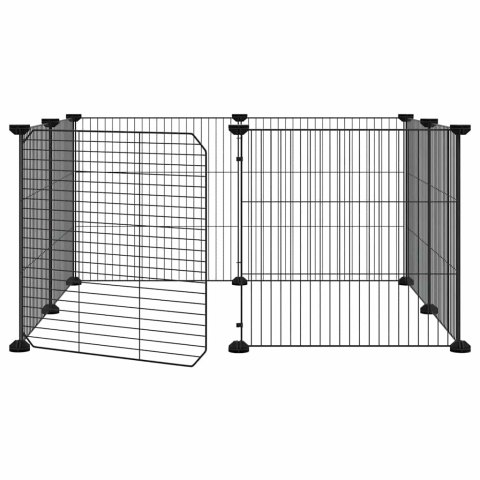 KLATKA DLA ZWIERZĄT 8-PANELOWA Z DRZWIAMI CZARNA 70X70X35CM STALOWA