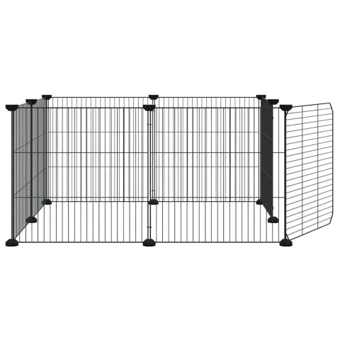 KLATKA DLA ZWIERZĄT 8-PANELOWA Z DRZWIAMI CZARNA 70X70X35CM STALOWA