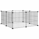 KLATKA DLA ZWIERZĄT 8-PANELOWA Z DRZWIAMI CZARNA 70X70X35CM STALOWA