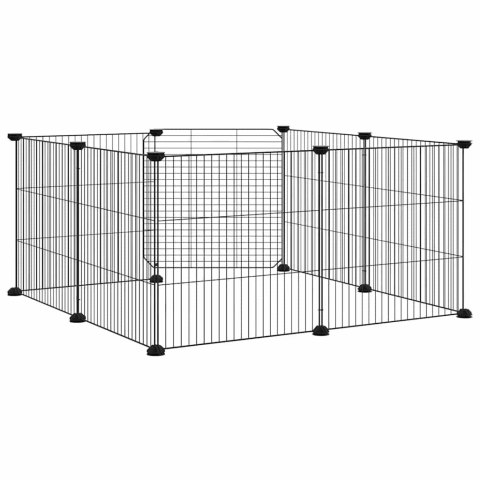 KLATKA DLA ZWIERZĄT 8-PANELOWA Z DRZWIAMI CZARNA 70X70X35CM STALOWA