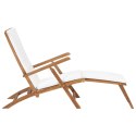 LEŻAK Z PODUSZKĄ KOLOR ŚMIETANKOWY LITE DREWNO TEKOWE