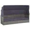 LEŻANKA OGRODOWA Z ZADASZENIEM SZARA 205X62CM RATTAN PE