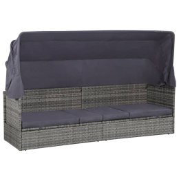 LEŻANKA OGRODOWA Z ZADASZENIEM SZARA 205X62CM RATTAN PE