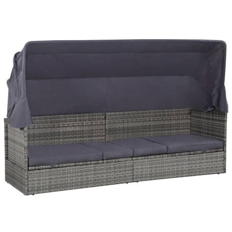 LEŻANKA OGRODOWA Z ZADASZENIEM SZARA 205X62CM RATTAN PE