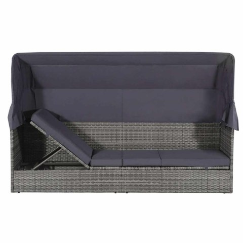 LEŻANKA OGRODOWA Z ZADASZENIEM SZARA 205X62CM RATTAN PE