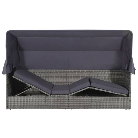 LEŻANKA OGRODOWA Z ZADASZENIEM SZARA 205X62CM RATTAN PE