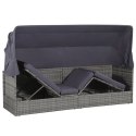 LEŻANKA OGRODOWA Z ZADASZENIEM SZARA 205X62CM RATTAN PE