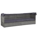 LEŻANKA OGRODOWA Z ZADASZENIEM SZARA 205X62CM RATTAN PE