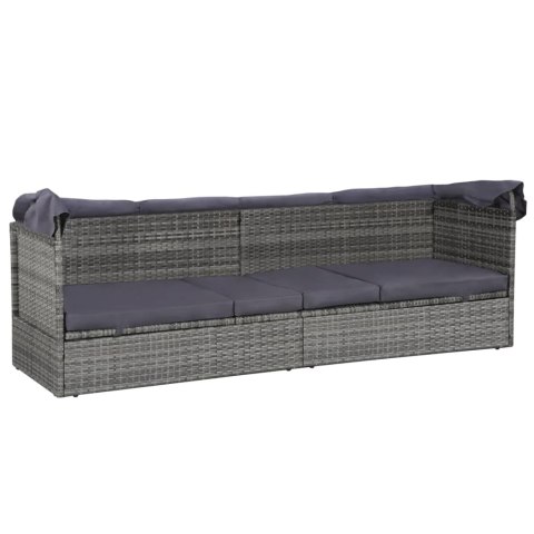 LEŻANKA OGRODOWA Z ZADASZENIEM SZARA 205X62CM RATTAN PE
