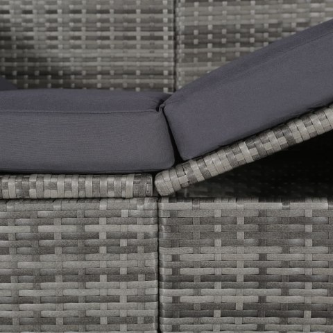 LEŻANKA OGRODOWA Z ZADASZENIEM SZARA 205X62CM RATTAN PE